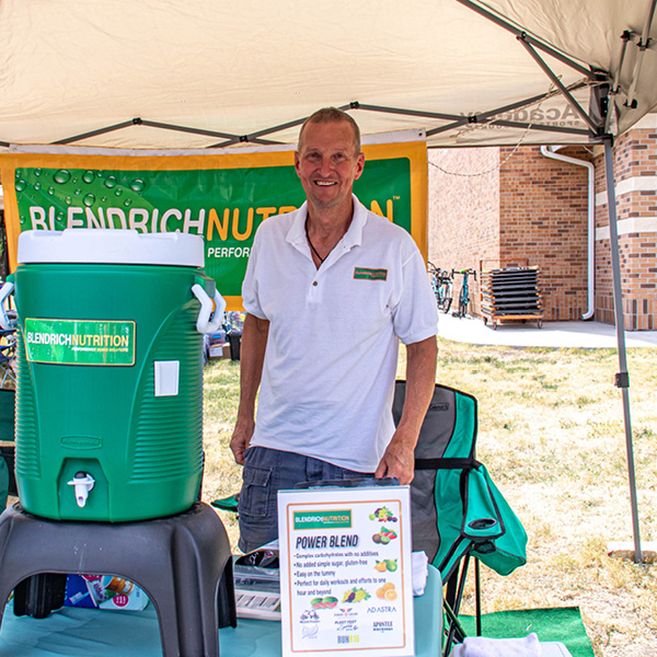 Steve Richards provides Blendrich Nutrition products for cyclists at CAREfest