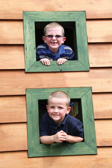 Curran and Kelyn explore the new Heartspring treehouse