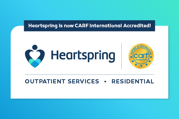 Heartspring is now CARF International Accredited! Heartspring logo, CARF Logo, Outpatient Services, Residential