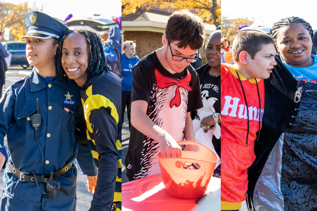 Heartspring direct care professionals and students wearing Halloween costumes at Trunk or Treat
