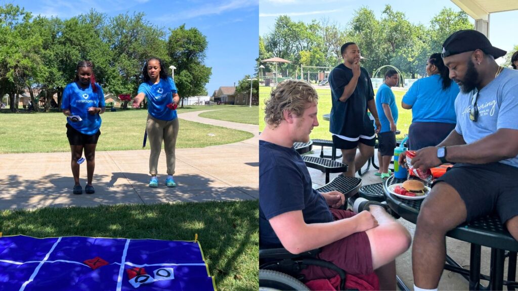Heartspring Therapeutic Residential & Day School G4 Group Home Supervisors participate in Family Field Day with students and other Residential staff, playing games and eating backyard BBQ.