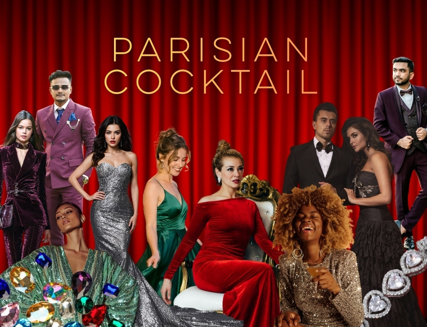 Collage of models wearing example outfits for the Heartspring Gala