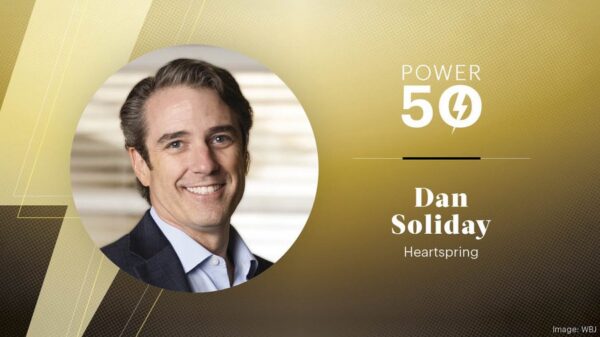 Gold WBJ Graphic with Heartspring President & CEO Dan Soliday's portrait that says Power 50, Dan Soliday, Heartspring